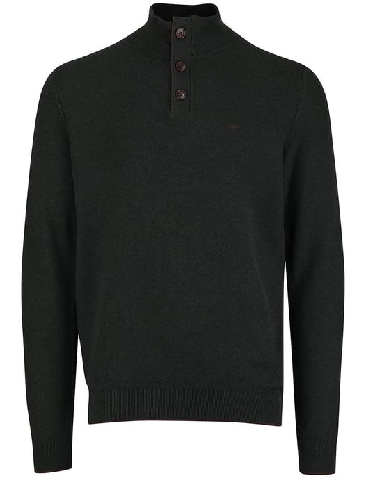 Fynch Hatton melange half zip trui donkergroen effen - Image 3