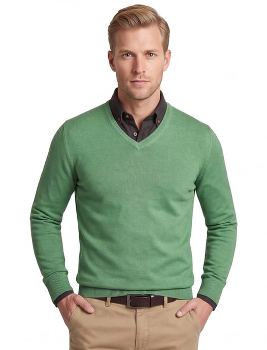 Trui William Lockie groen lamswol v-hals - Image 1