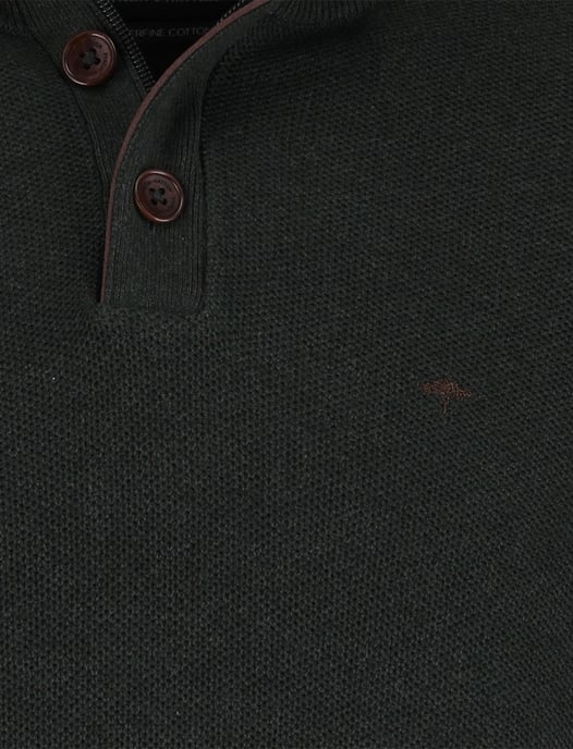 Fynch Hatton melange half zip trui donkergroen effen - Image 4
