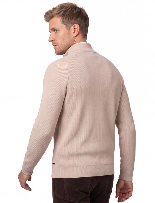 Born with appetite trui half zip beige effen slim fit - Image 2