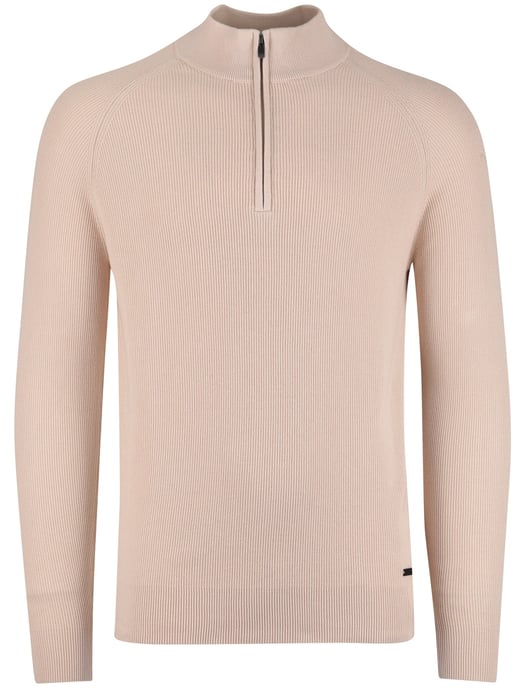 Born with appetite trui half zip beige effen slim fit - Image 3