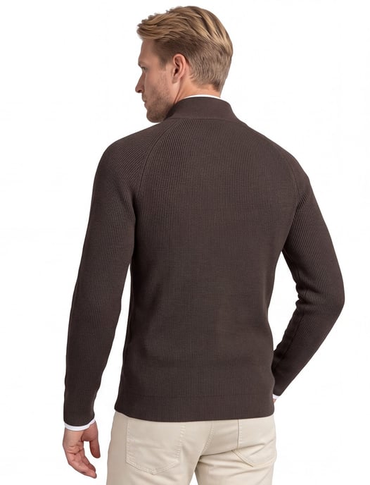 Trui Born With Appetite gebreide half zip bruin - Image 4