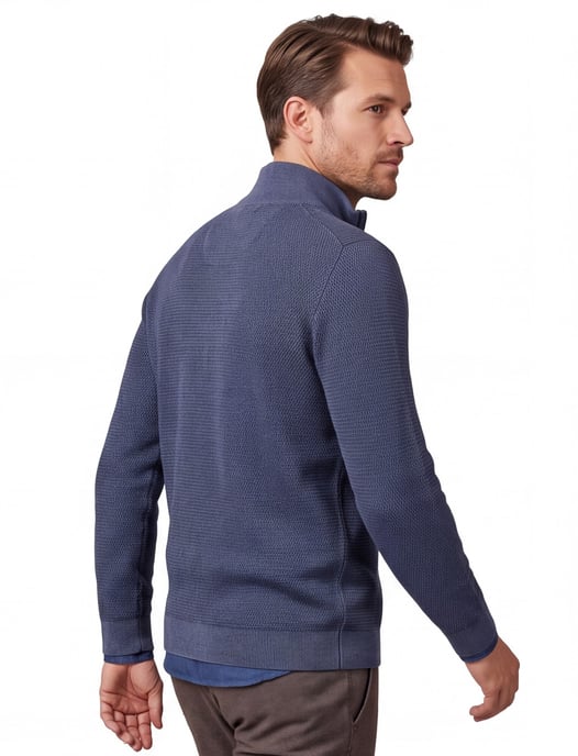 Casa Moda half zip trui lange mouw blauw katoen - Image 2
