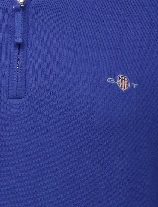 katoenen Gant trui half zip effen blauw normale fit - Image 4