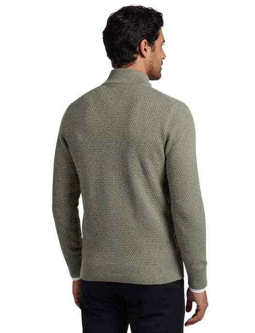 Butcher of blue effen groen half zip wol normale fit - Image 2