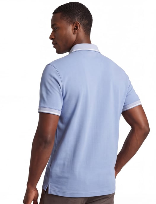 Fynch Hatton gebreide polo blauw contrast boord - Image 2