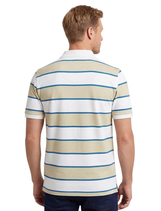 Gant korte mouw polo normale fit beige 2-knoops gestreept katoen - Image 2