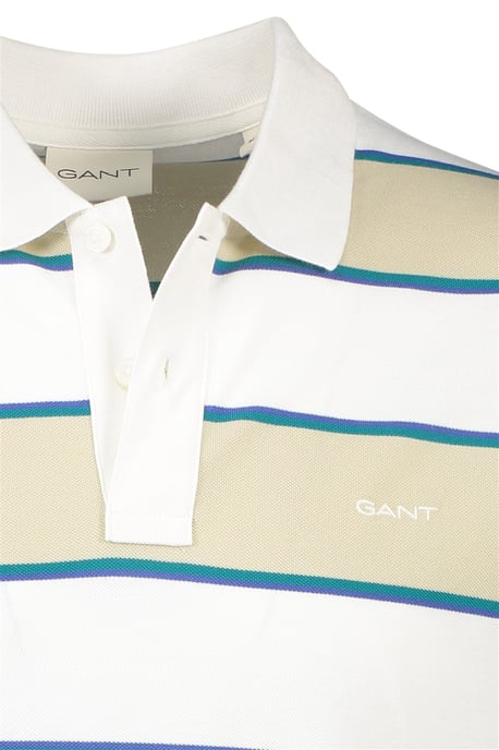Gant korte mouw polo normale fit beige 2-knoops gestreept katoen - Image 3