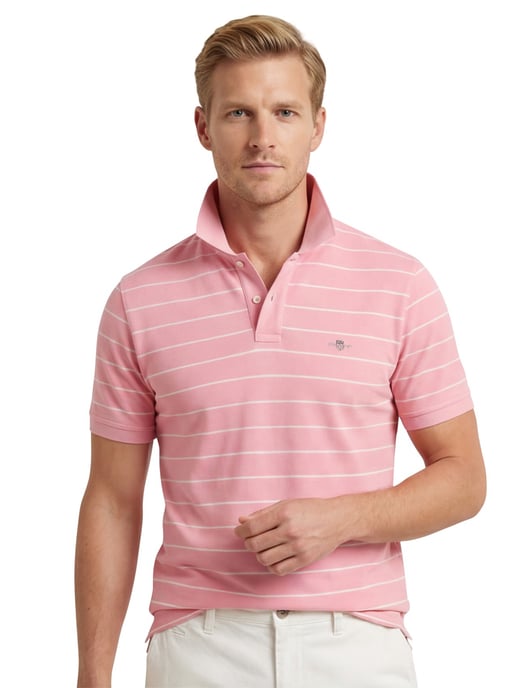 Polo Gant roze en creme gestreept katoen 2 knoops - Image 1