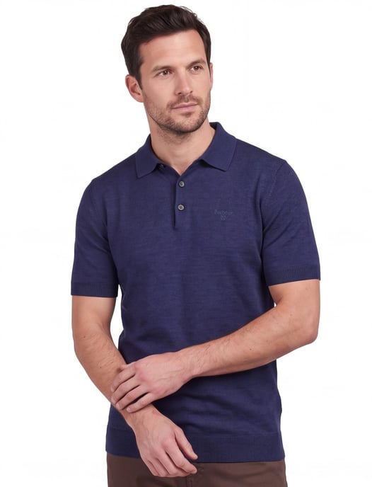 Barbour polo donkerblauw buston knit korte mouw - Image 1