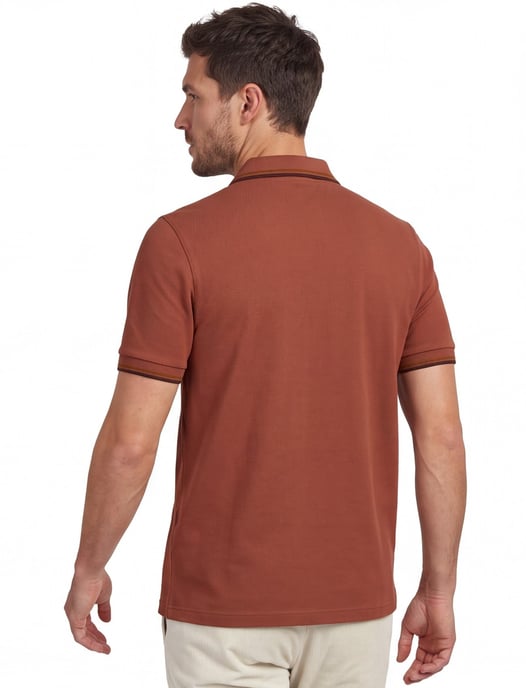katoenen Fred Perry polo bruin normale fit effen - Image 2