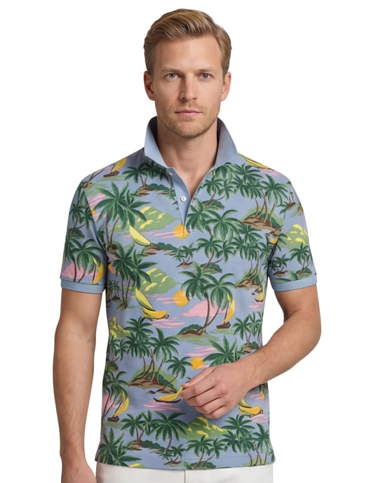 Katoenen Gant polo lichtblauw geprint normale fit - Image 1