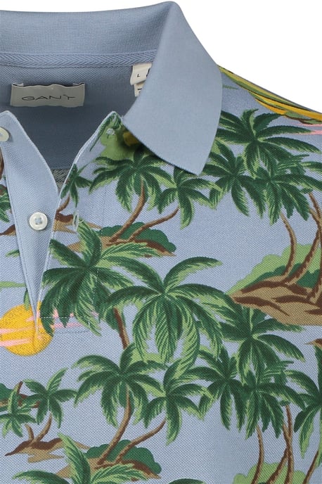 Katoenen Gant polo lichtblauw geprint normale fit - Image 4