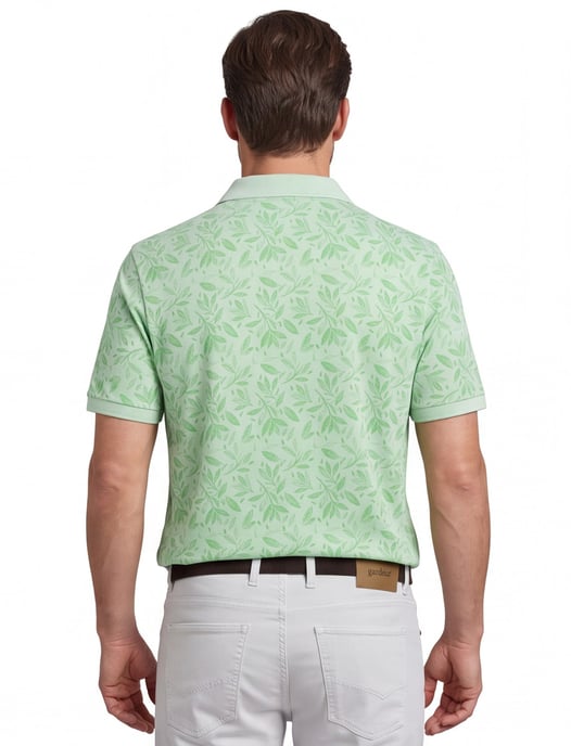 Katoenen Fynch-Hatton polo korte mouw lichtgroen geprint - Image 2