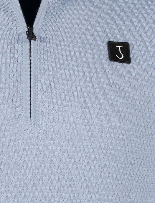 Butcher of blue half zip trui effen blauw normale fit - Image 3