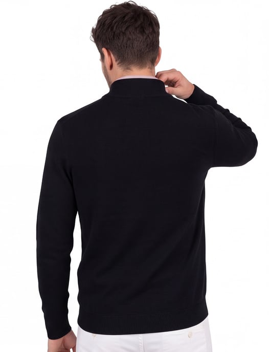 Half zip trui Gentiluomo zwart textuur - Image 2