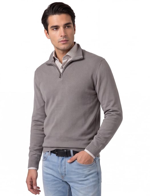 Half zip trui Gentiluomo antraciet textuur - Image 2