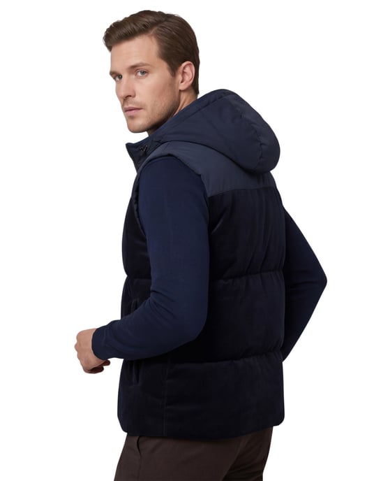 bodywarmer Profuomo donkerblauw corduroy - Image 2