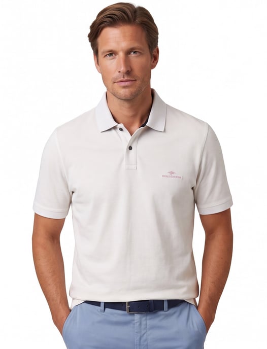 katoenen Fynch-Hatton polo korte mouw effen wit - Image 1