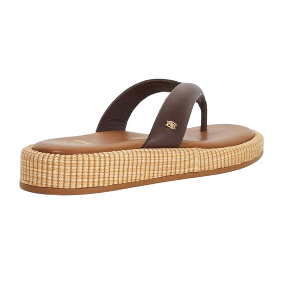 Dune London Lo Laike leren teenslippers voor dames (Bruin) - Image 2