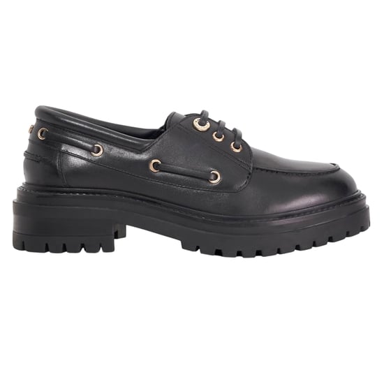 Dune London Dames-bootschoenen van Venetiaans leer met vetersluiting (Zwart) - Image 1