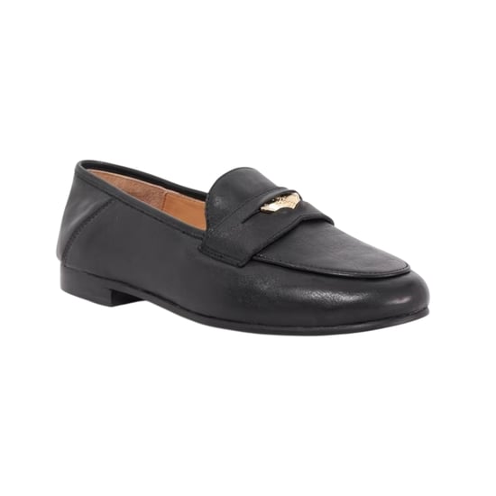 Dune London Pennyloafers met lage hak van Grieks leer voor dames (Zwart) - Image 4