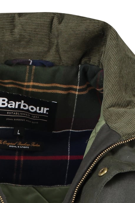 katoenen Barbour waxjas donkergroen normale fit - Image 3