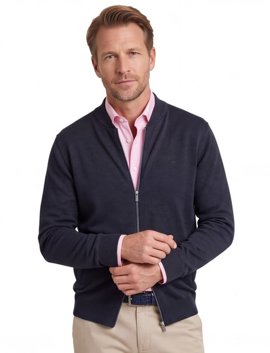katoenen Fynch-Hatton vest donkerblauw effen - Image 1