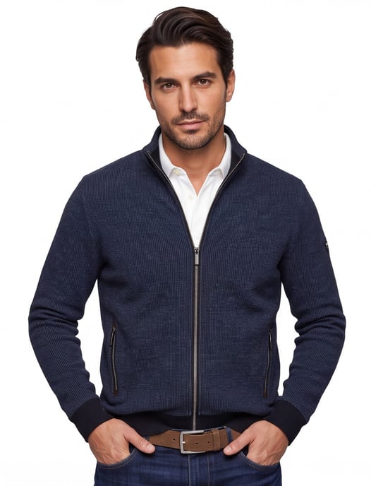 Baileys vest effen navy normale fit katoen - Image 1