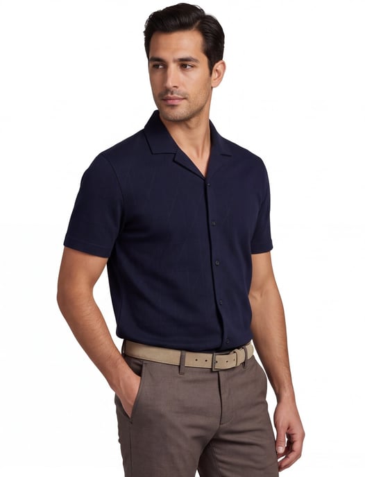 Navy overhemd Pierre Cardin Atelier korte mouwen knopen - Image 1