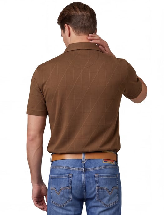 Bruin overhemd Pierre Cardin Atelier korte mouwen structuur - Image 2