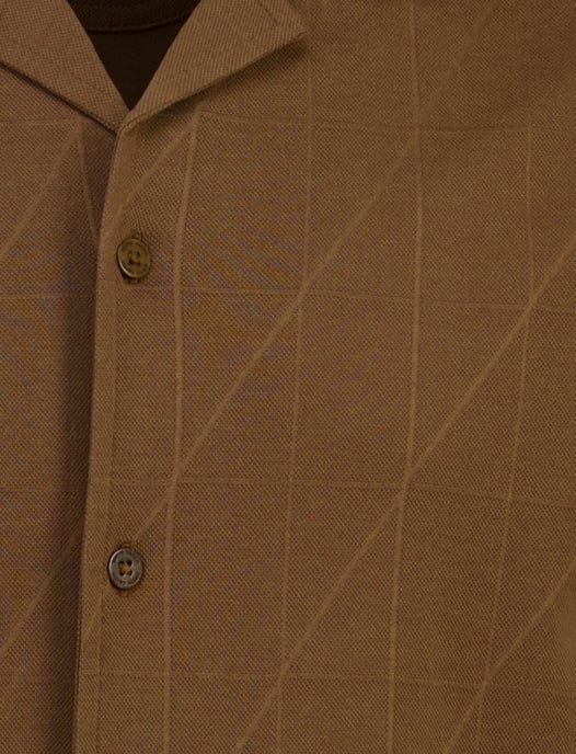 Bruin overhemd Pierre Cardin Atelier korte mouwen structuur - Image 3