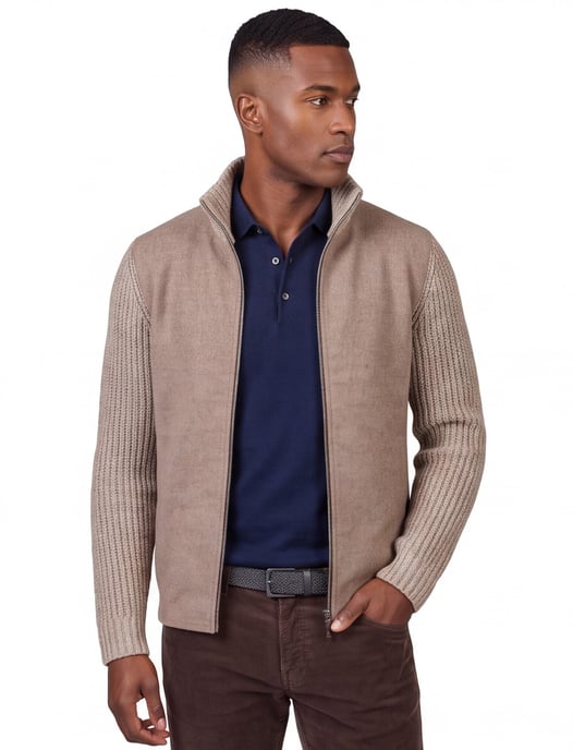 Baileys vest beige effen gebreid normale fit - Image 1