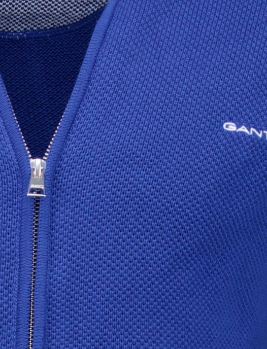 katoenen Gant vest effen blauw normale fit - Image 3