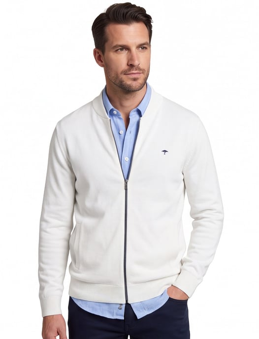 Fynch-Hatton vest wit effen katoen normale fit - Image 1