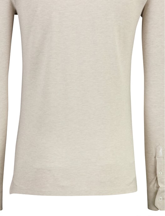 Beige gemeleerde Cavallaro poloshirt lange mouw 3 knoops - Image 3