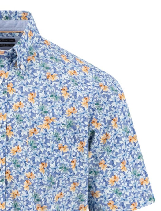 Overhemd Fynch Hatton bloemen print blauw button down boord - Image 3