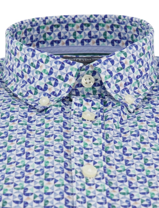 Overhemd Fynch Hatton blauw print korte mouw borstzak - Image 3