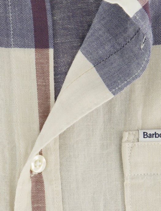 Overhemd Barbour Tailored Fit creme blauw geruit met borstzak - Image 4