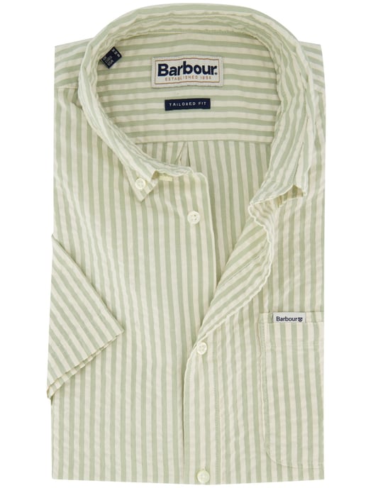 Overhemd Barbouw groen streepmotief Tailored Fit button down - Image 1