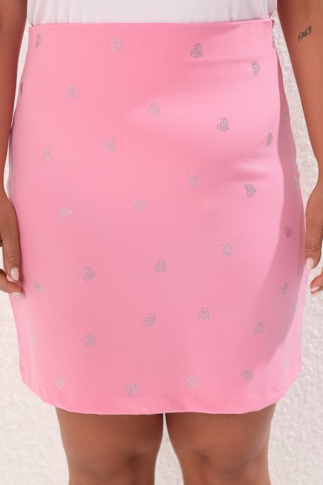 Trendyol Curve Dames Roze Effen Kort / Mini A-lijn Grote maten Rokken - Image 2