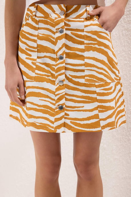 TRENDYOLMİLLA Dames Geel Dierenprint Kort / Mini A-lijn A-lijn Rokken - Image 2