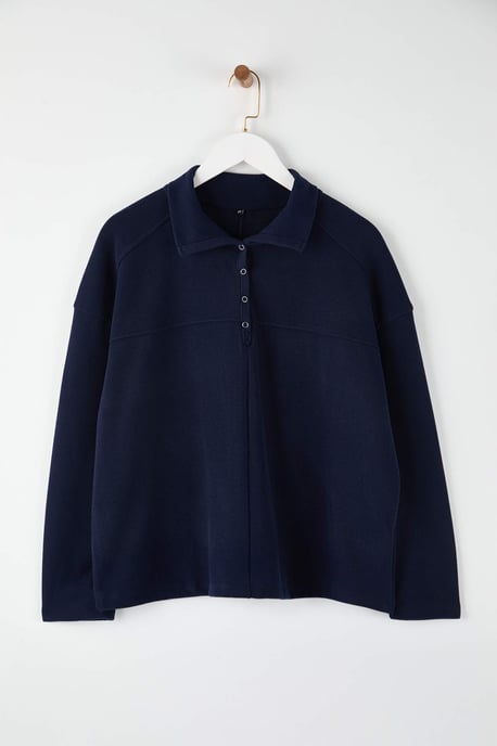 Trendyol Curve Dames Donkerblauw Effen Lang Oversized Grote maten Sweatshirts - Image 2