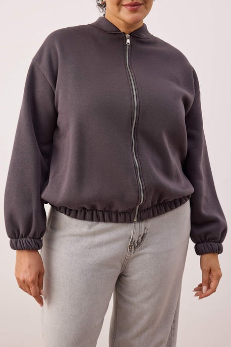 Trendyol Curve Dames Grijs Effen Lang Oversized Grote maten Sweatshirts - Image 2