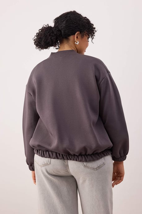 Trendyol Curve Dames Grijs Effen Lang Oversized Grote maten Sweatshirts - Image 3