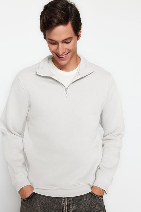 TRENDYOL MAN Heren Ecru Dierenprint Lang Regular fit Sweatshirts - Image 2