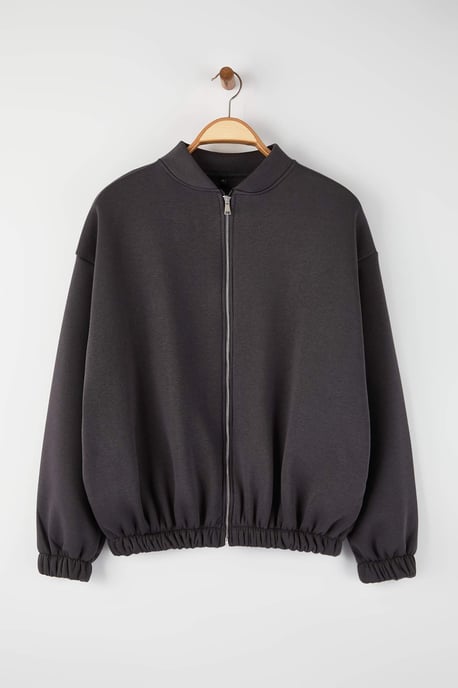 Trendyol Curve Dames Grijs Effen Lang Oversized Grote maten Sweatshirts - Image 4
