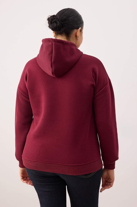 Trendyol Curve Dames Bordeaux Grafisch Lang Regular fit Grote maten Sweatshirts - Image 3
