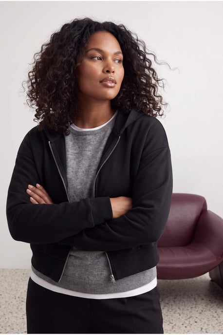 Trendyol Curve Dames Zwart Effen Lang, Regular fit Grote maten Sweatshirts - Image 1