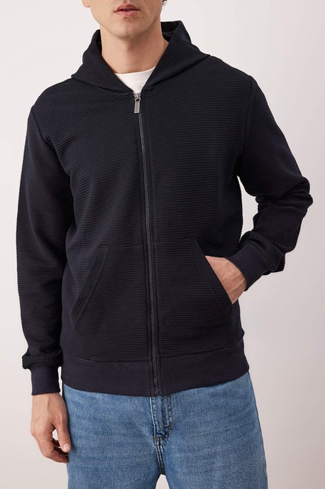 TRENDYOL MAN Heren Donkerblauw Effen Lang Regular fit Sweatshirts - Image 2